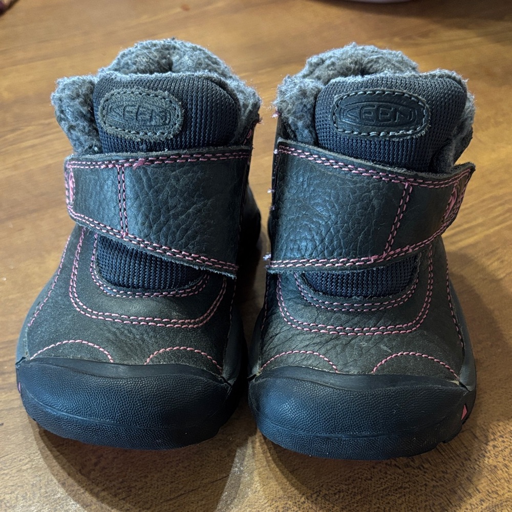 Keen Kids Black Boots with Pink Accents
